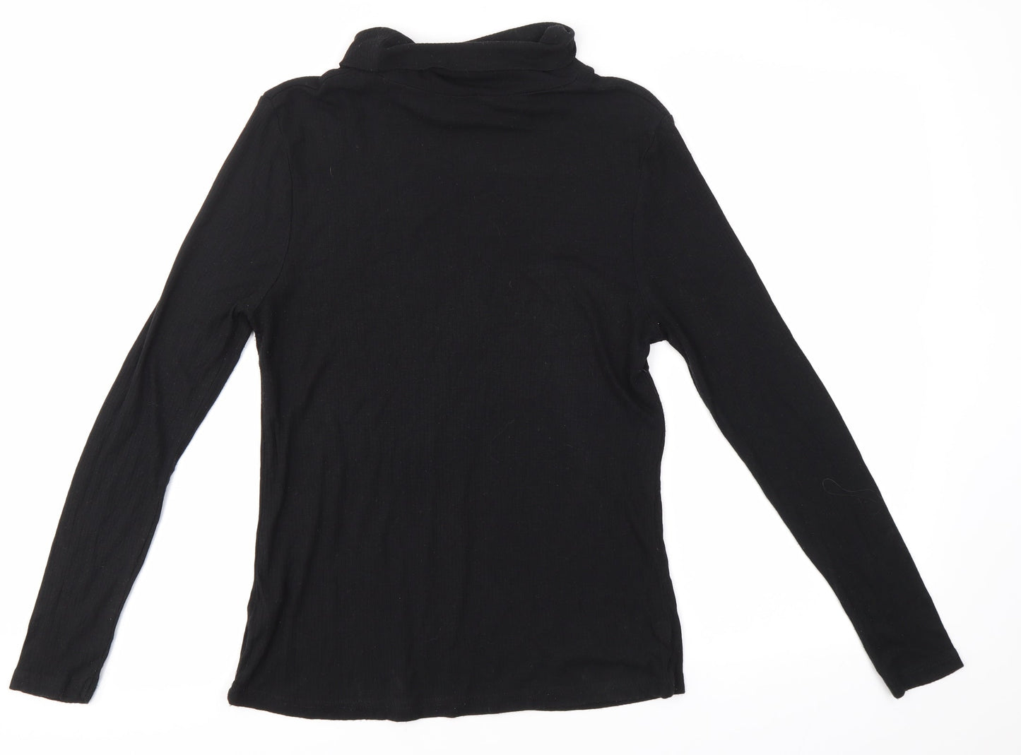 Avenue Womens Black  Viscose Basic Blouse Size 10 Roll Neck