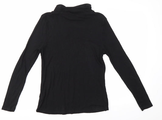Avenue Womens Black  Viscose Basic Blouse Size 10 Roll Neck