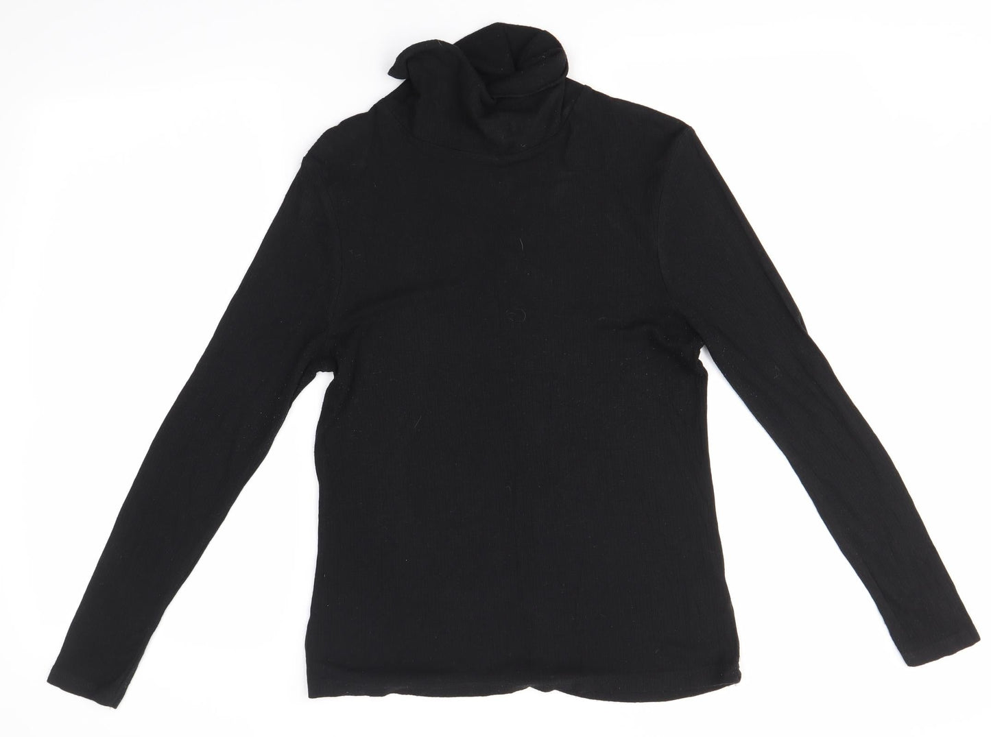 Avenue Womens Black  Viscose Basic Blouse Size 10 Roll Neck