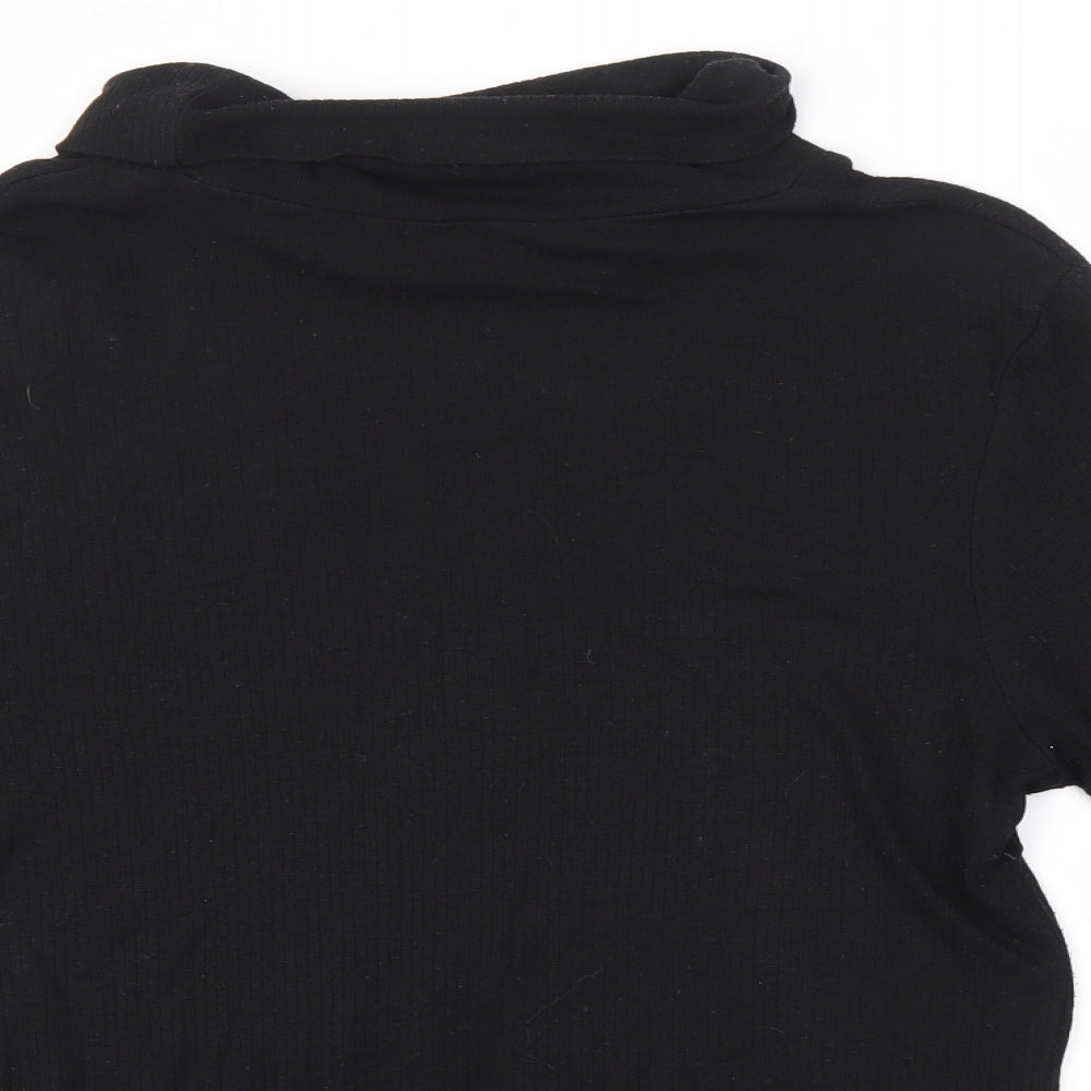 Avenue Womens Black  Viscose Basic Blouse Size 10 Roll Neck