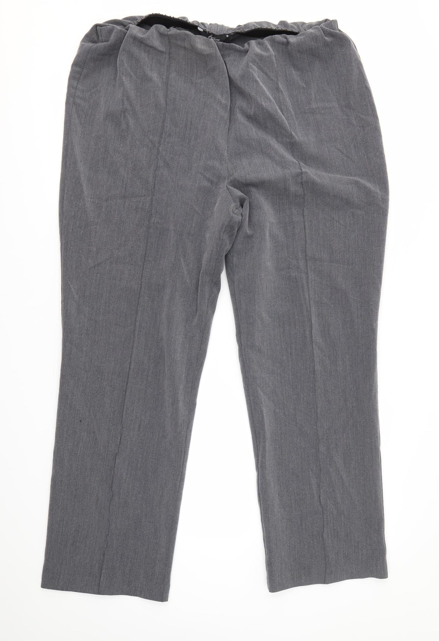 BM Womens Grey  Polyester Dress Pants Trousers Size 18 L28 in Regular