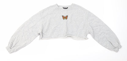 SheIn Womens Grey Round Neck  100% Cotton Pullover Jumper Size S