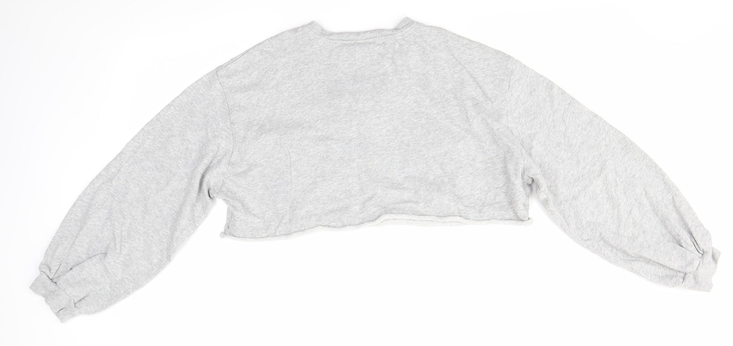 SheIn Womens Grey Round Neck  100% Cotton Pullover Jumper Size S