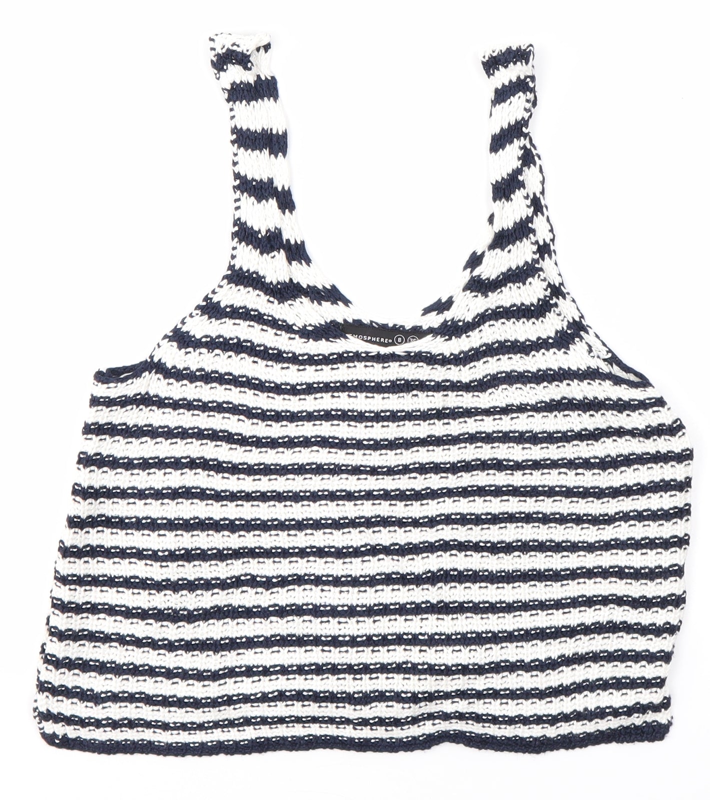 Primark Womens Multicoloured Striped Viscose Basic Blouse Size 8 Round Neck