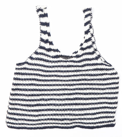 Primark Womens Multicoloured Striped Viscose Basic Blouse Size 8 Round Neck