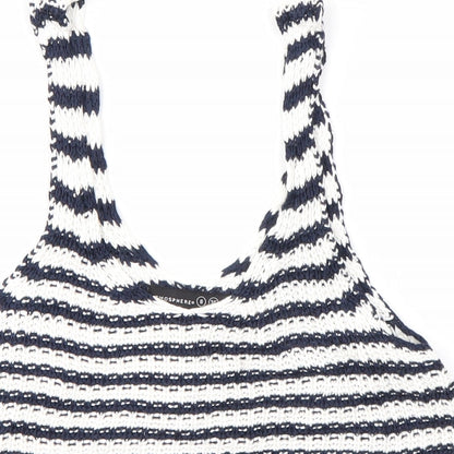 Primark Womens Multicoloured Striped Viscose Basic Blouse Size 8 Round Neck