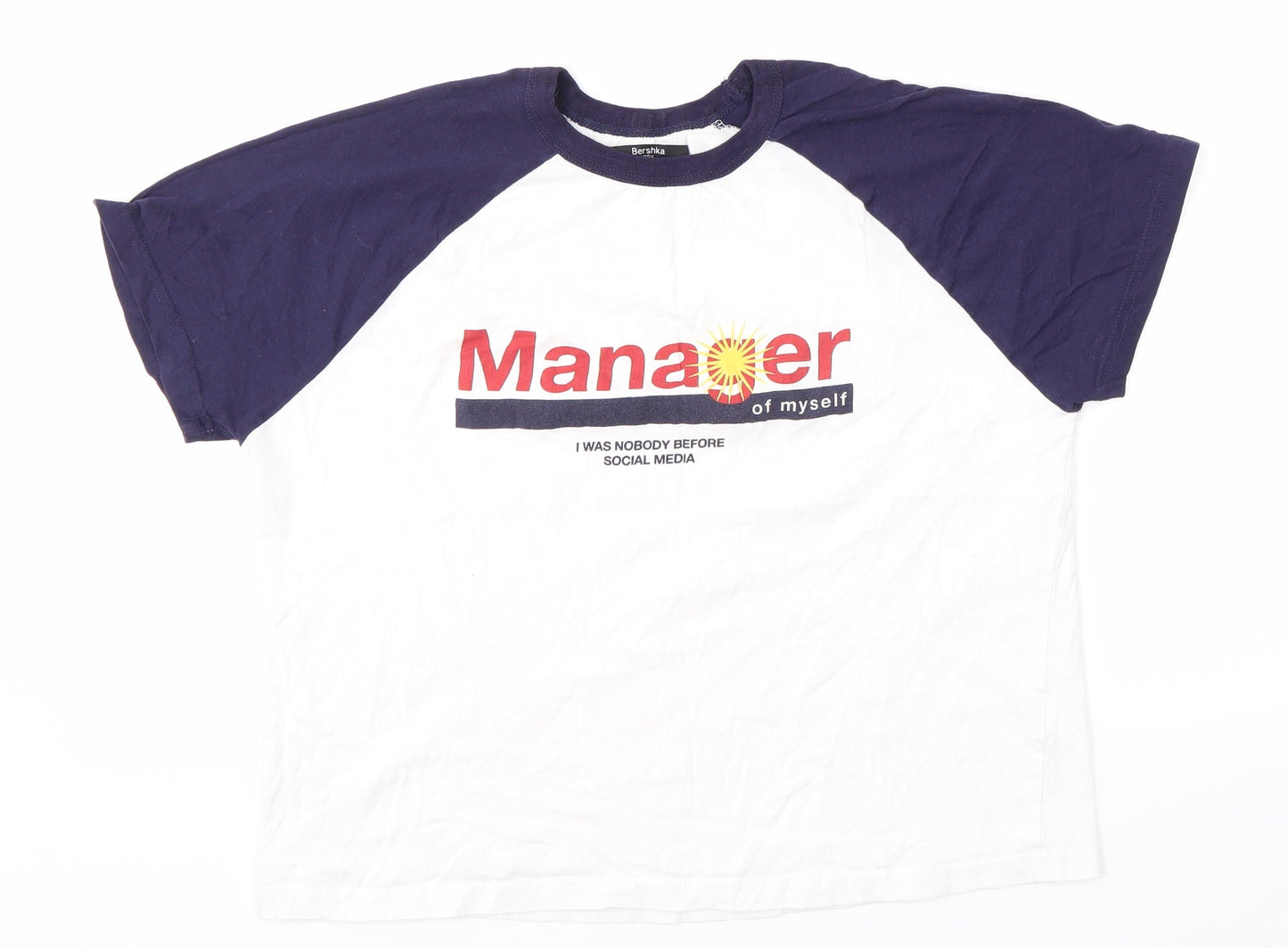 Bershka Womens Multicoloured  100% Cotton Basic T-Shirt Size S Round Neck