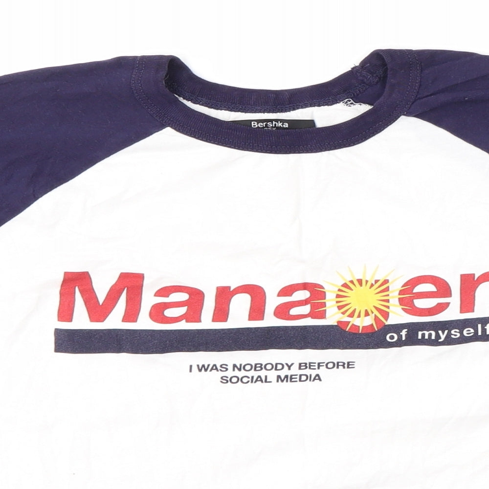 Bershka Womens Multicoloured  100% Cotton Basic T-Shirt Size S Round Neck