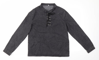 Mens UK Size S Preworn Grey  Button-Up Long Sleeve Casual Shirt
