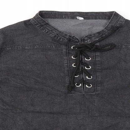 Mens UK Size S Preworn Grey  Button-Up Long Sleeve Casual Shirt
