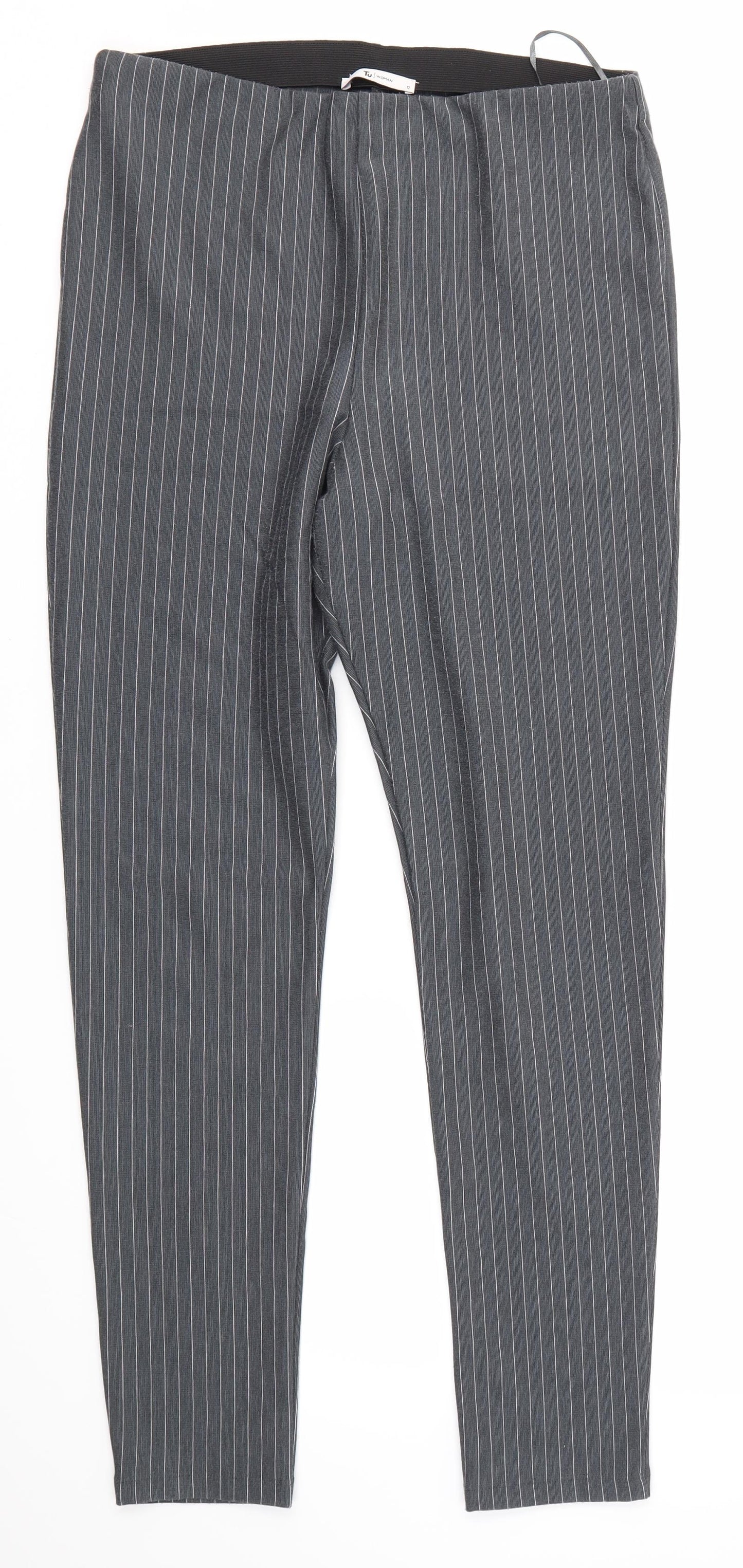 TU Womens Grey  Polyester Dress Pants Trousers Size 12 L28 in Regular