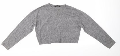Womens UK Size 10 New Look Grey Basic Blouse