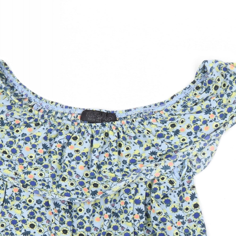 Womens UK Size 6 Topshop Blue Basic Blouse