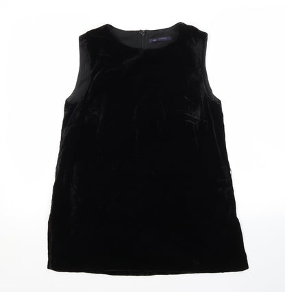 M&S Womens Black  Viscose Basic Blouse Size 12 Scoop Neck