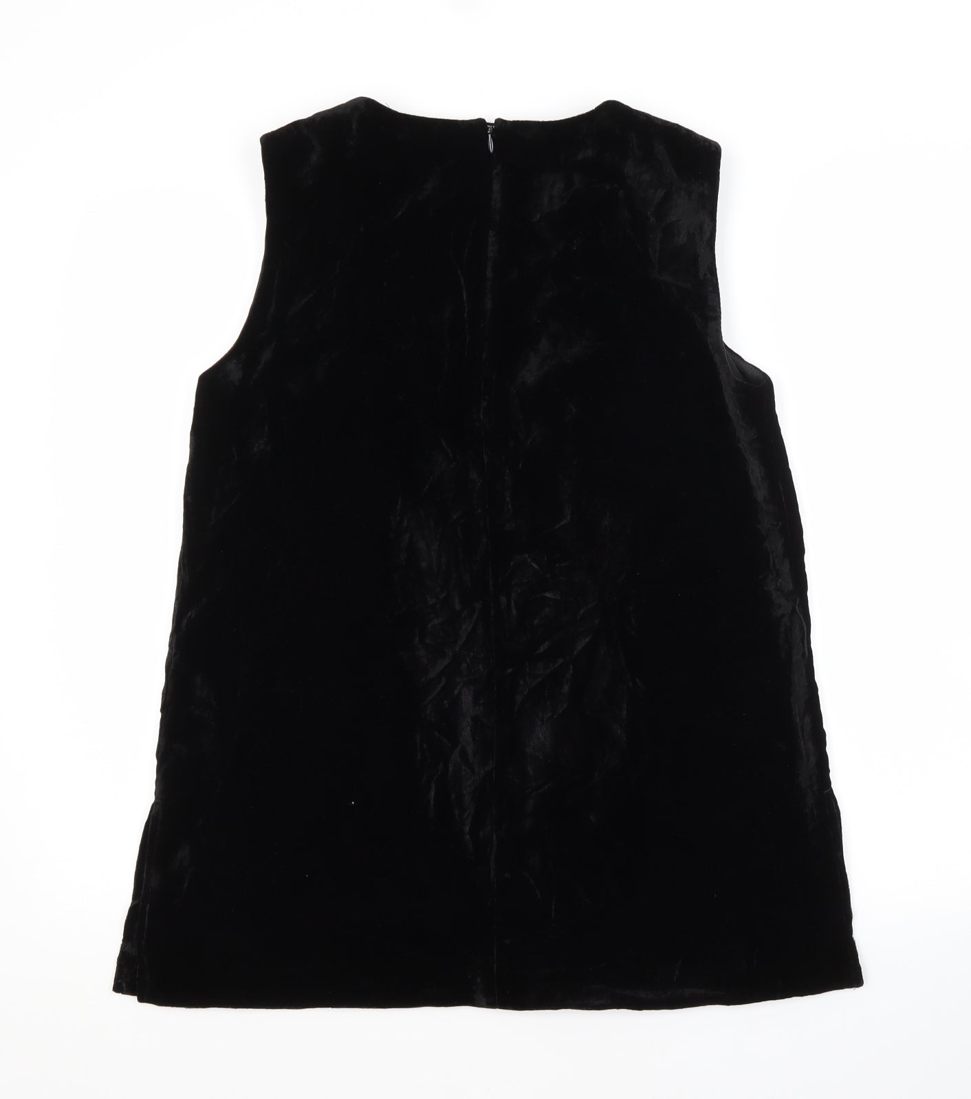 M&S Womens Black  Viscose Basic Blouse Size 12 Scoop Neck