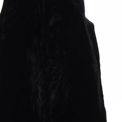 M&S Womens Black  Viscose Basic Blouse Size 12 Scoop Neck