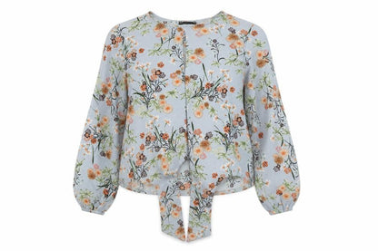 New Look Womens Grey Floral Polyester Basic Blouse Size 10 Scoop Neck