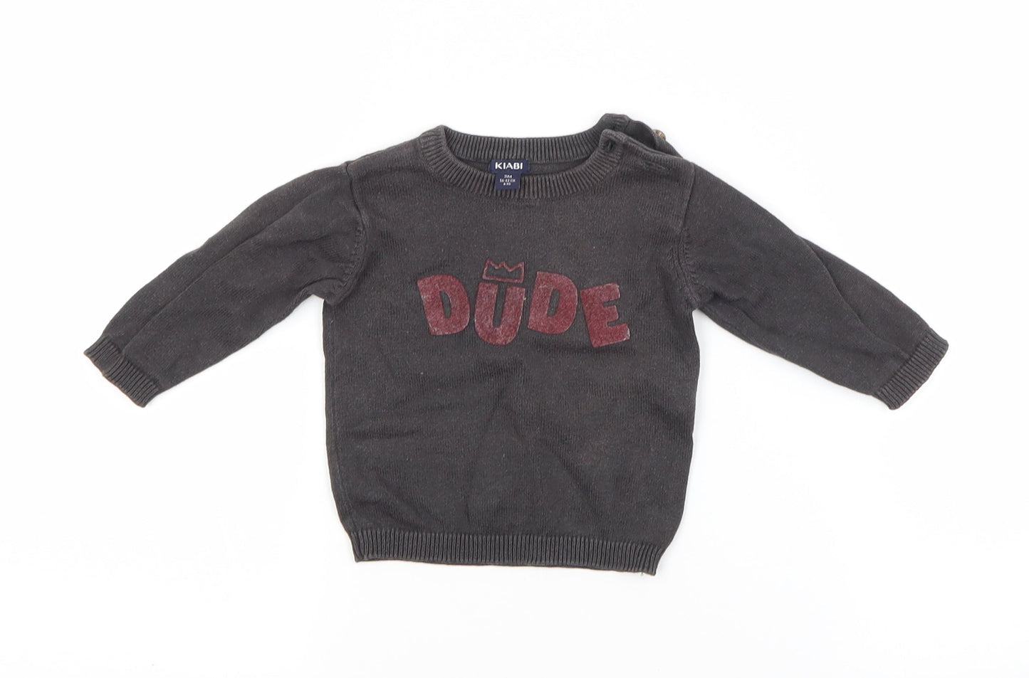 Kiabi Baby Grey  Cotton Pullover Jumper Size 3-6 Months   - DUDE