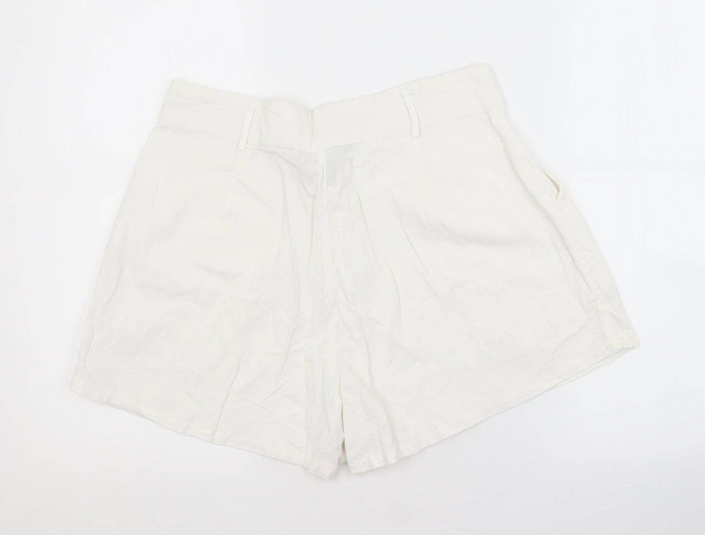 Primark Womens White  Cotton Sailor Shorts Size 12 L4 in Regular