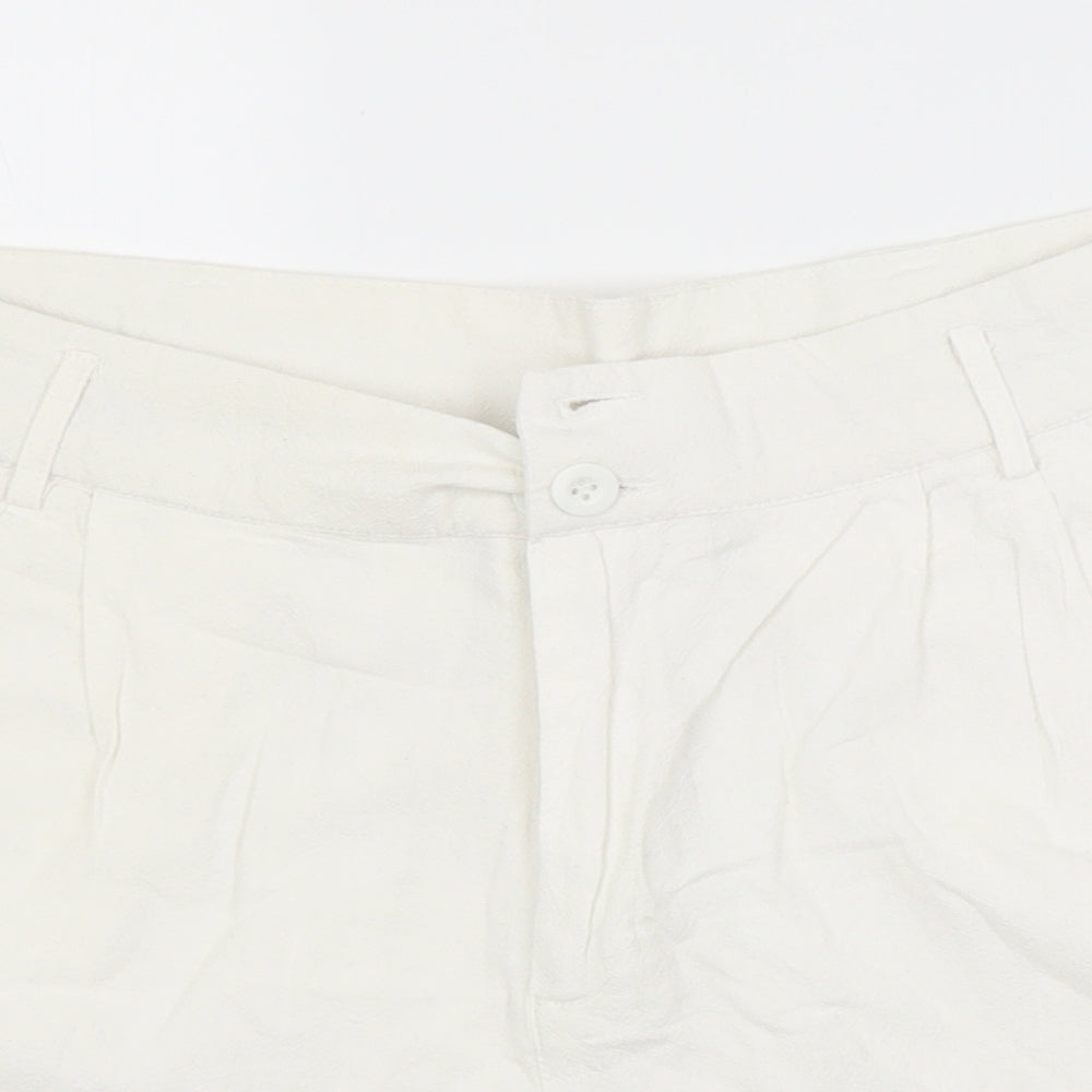 Primark Womens White  Cotton Sailor Shorts Size 12 L4 in Regular
