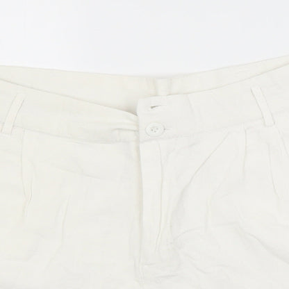 Primark Womens White  Cotton Sailor Shorts Size 12 L4 in Regular