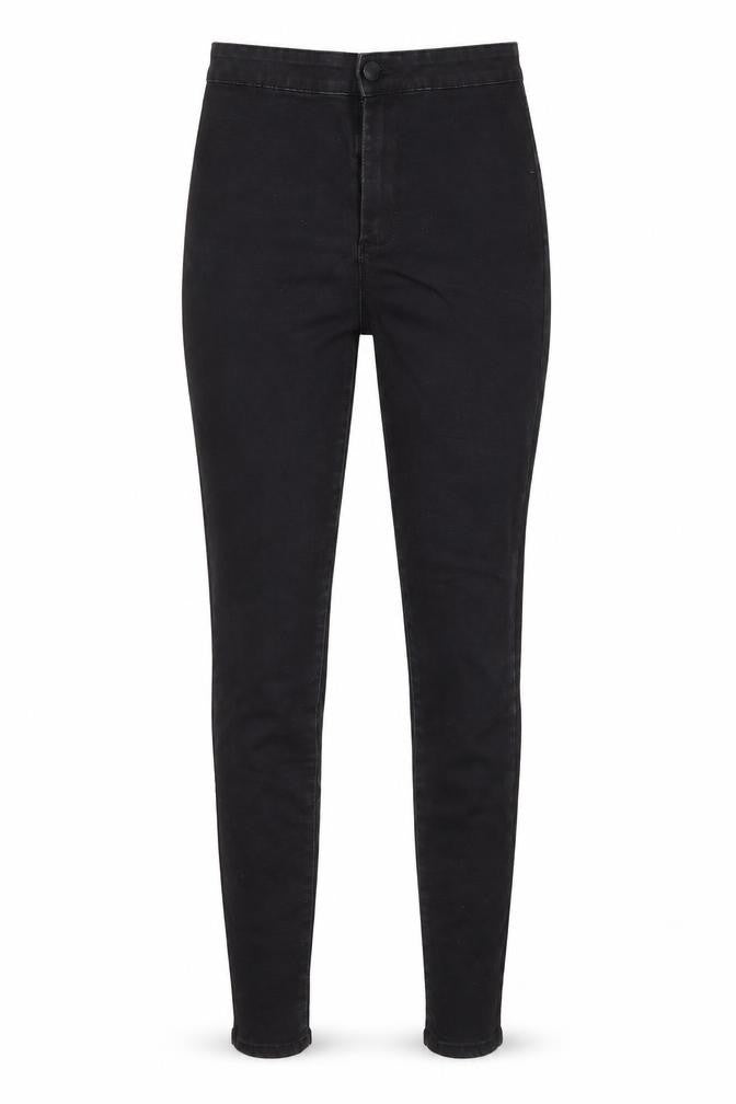 Front view of Primark women’s black cotton skinny jeans, size UK 10, 27-inch leg regular