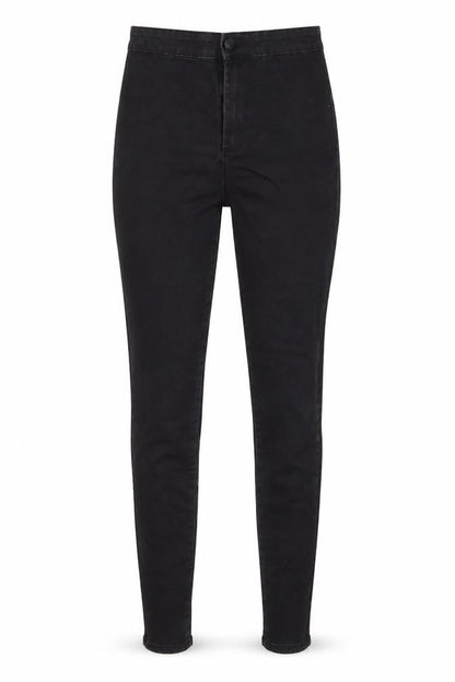 Front view of Primark women’s black cotton skinny jeans, size UK 10, 27-inch leg regular