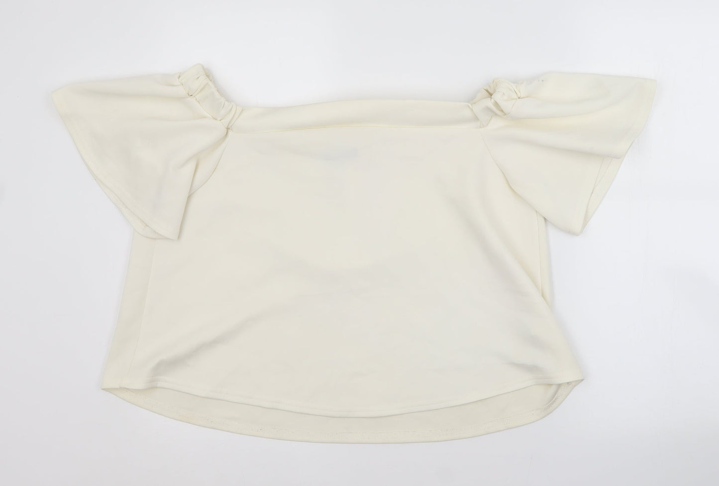 Boohoo Womens White  Polyester Basic Blouse Size 12 Boat Neck
