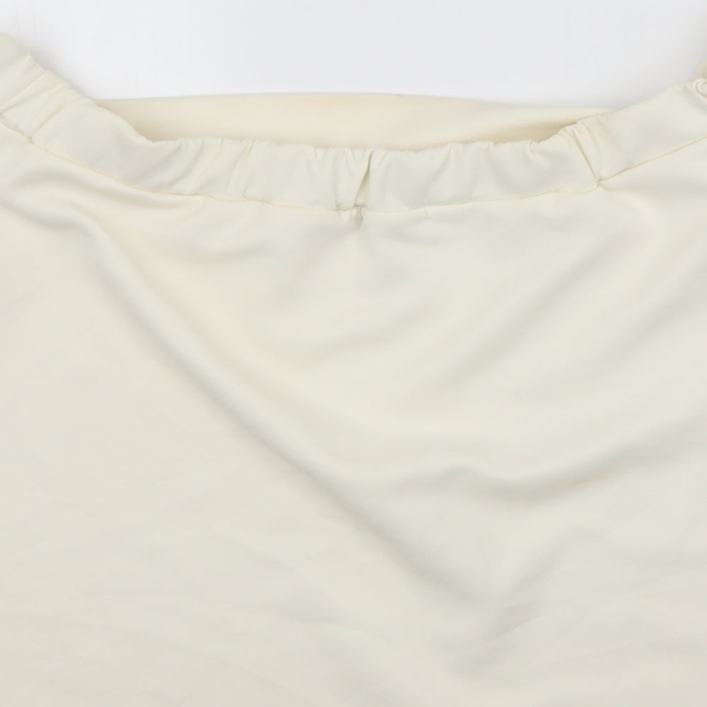 Boohoo Womens White  Polyester Basic Blouse Size 12 Boat Neck