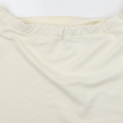 Boohoo Womens White  Polyester Basic Blouse Size 12 Boat Neck