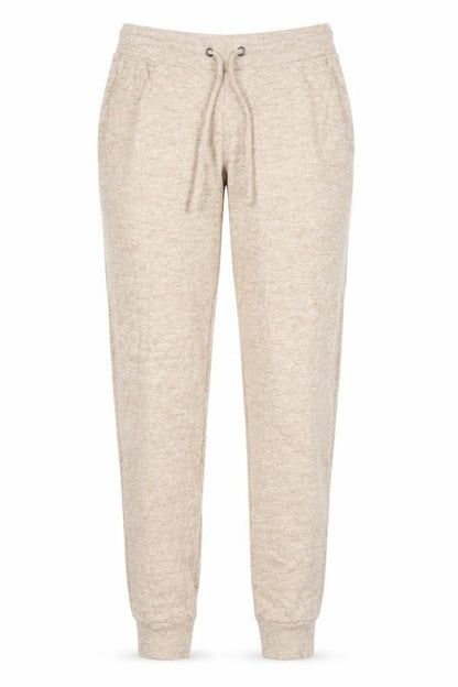 Front view of Marks & Spencer women’s brown viscose sweatpants, size UK 8, 29-inch leg regular