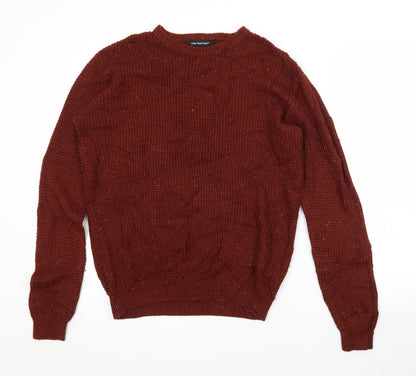 Cedar Wood State Mens Brown Crew Neck  Acrylic Pullover Jumper Size S