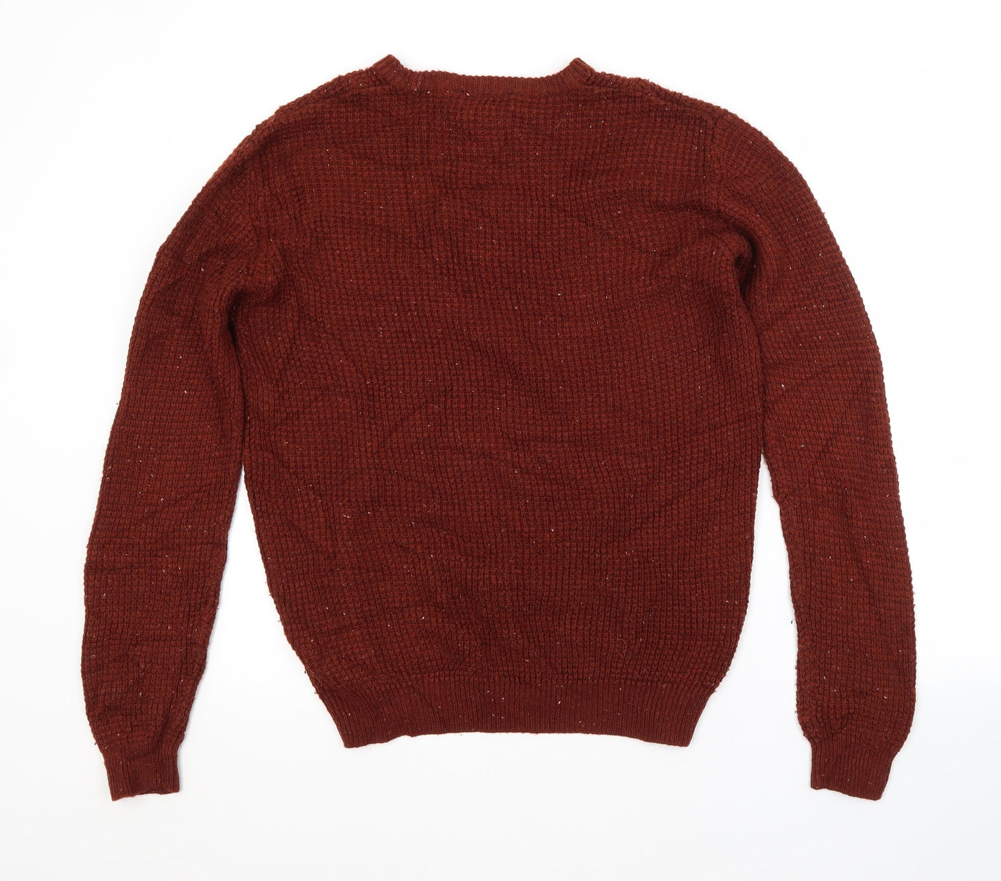 Cedar Wood State Mens Brown Crew Neck  Acrylic Pullover Jumper Size S