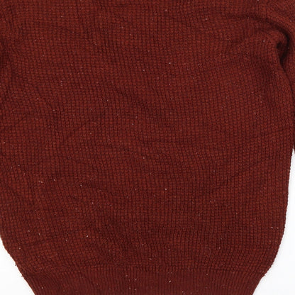 Cedar Wood State Mens Brown Crew Neck  Acrylic Pullover Jumper Size S