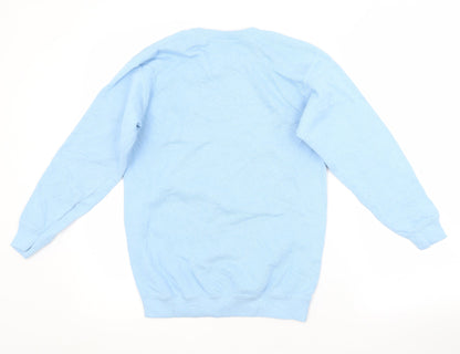 Fruit of the Loom Boys Blue Crew Neck  Cotton Pullover Jumper Size 10-11 Years
