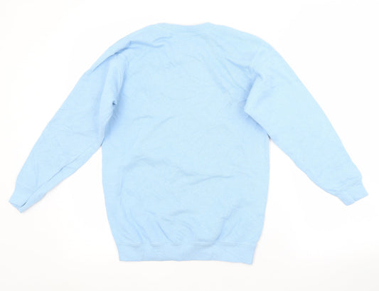 Fruit of the Loom Boys Blue Crew Neck  Cotton Pullover Jumper Size 10-11 Years