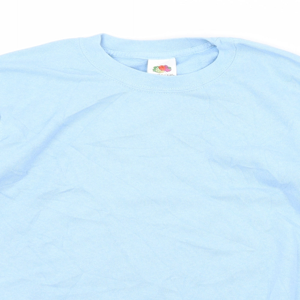 Fruit of the Loom Boys Blue Crew Neck  Cotton Pullover Jumper Size 10-11 Years