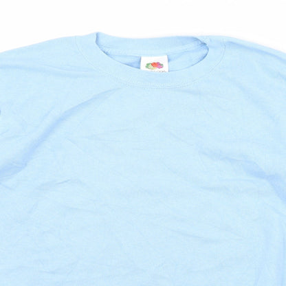 Fruit of the Loom Boys Blue Crew Neck  Cotton Pullover Jumper Size 10-11 Years