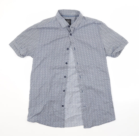 SILVER EIGHT Mens Blue Argyle/Diamond Cotton  Button-Up Size M Collared