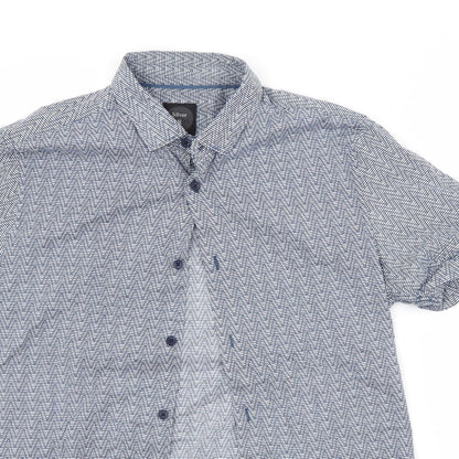 SILVER EIGHT Mens Blue Argyle/Diamond Cotton  Button-Up Size M Collared