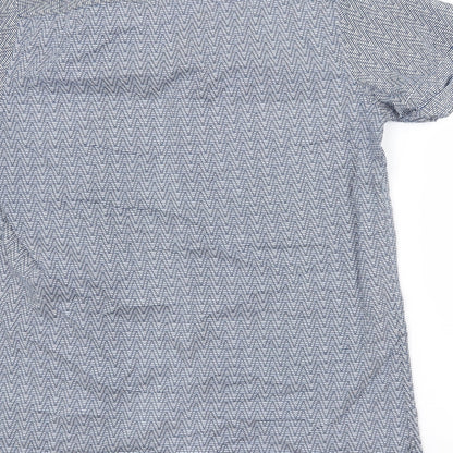 SILVER EIGHT Mens Blue Argyle/Diamond Cotton  Button-Up Size M Collared