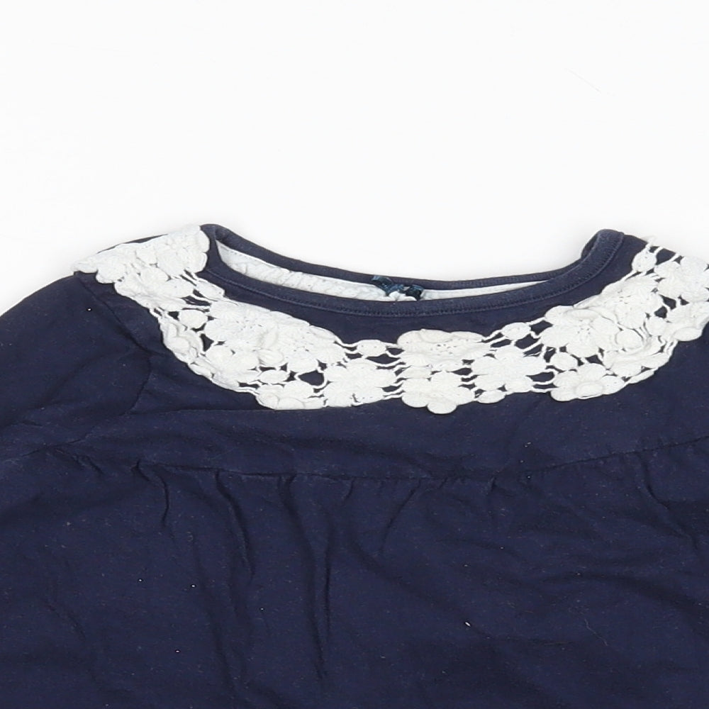 Crafted Girls Blue  Cotton T-Shirt Dress  Size 12-18 Months Round Neck