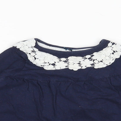 Crafted Girls Blue  Cotton T-Shirt Dress  Size 12-18 Months Round Neck