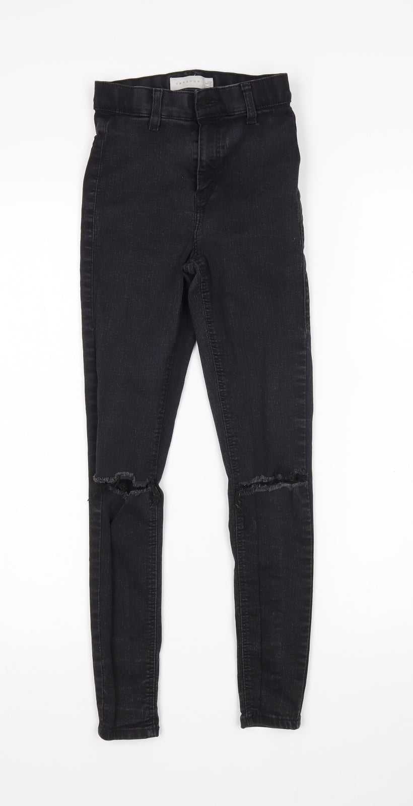 Topshop Womens Black  Cotton Skinny Jeans Size 25 in L28 in Regular