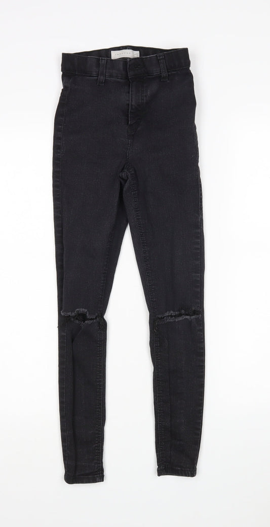 Topshop Womens Black  Cotton Skinny Jeans Size 25 in L28 in Regular