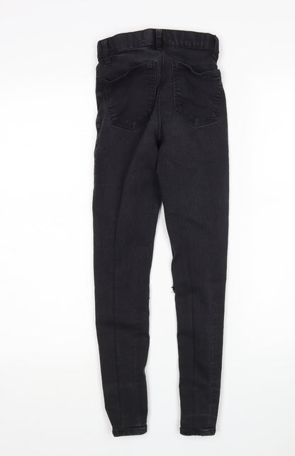 Topshop Womens Black  Cotton Skinny Jeans Size 25 in L28 in Regular