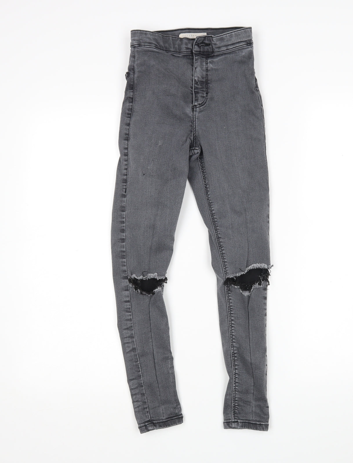 Topshop Womens Grey  Cotton Skinny Jeans Size 24 in L28 in Regular