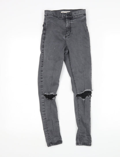 Topshop Womens Grey  Cotton Skinny Jeans Size 24 in L28 in Regular