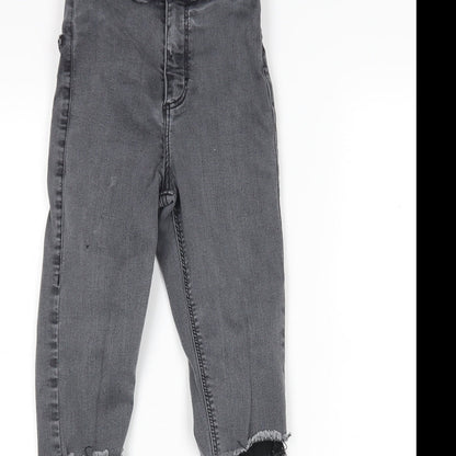 Topshop Womens Grey  Cotton Skinny Jeans Size 24 in L28 in Regular