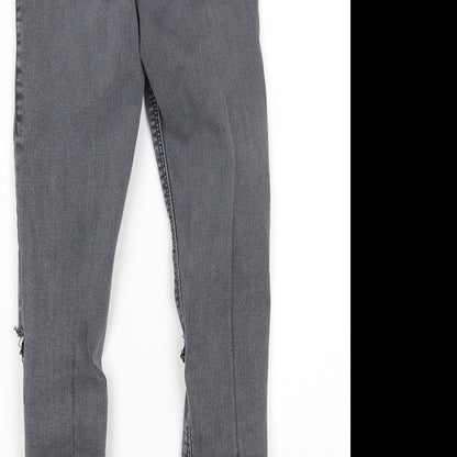 Topshop Womens Grey  Cotton Skinny Jeans Size 24 in L28 in Regular